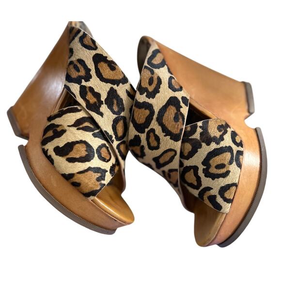 Sam Edelman Jorgia Leopard Tan Pony Hair & Leather Platform Wedge Sandal - Picture 2 of 10